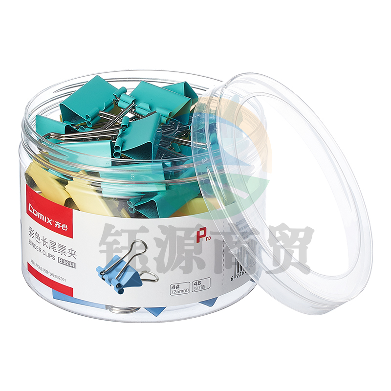 齐心 B3634长尾票夹 4# 25mm 48只/筒