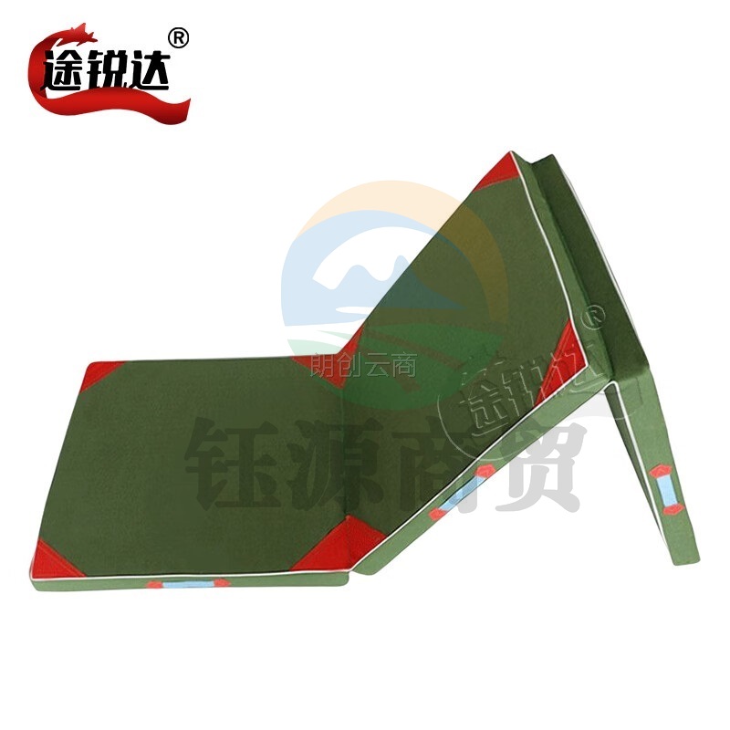 途锐达 体操垫 军绿色 珍珠棉有机硅防水帆布 三折体操垫180*60*5cm