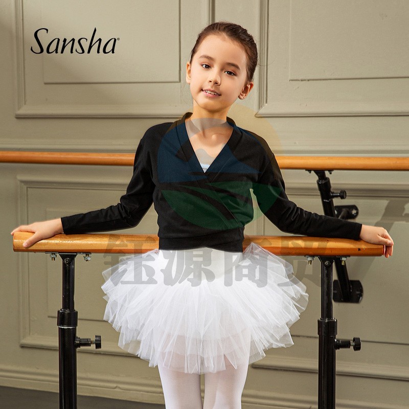 三沙（Sansha）儿童秋冬舞蹈练功服女体操保暖外套长袖上衣芭蕾服棉 黑色 L