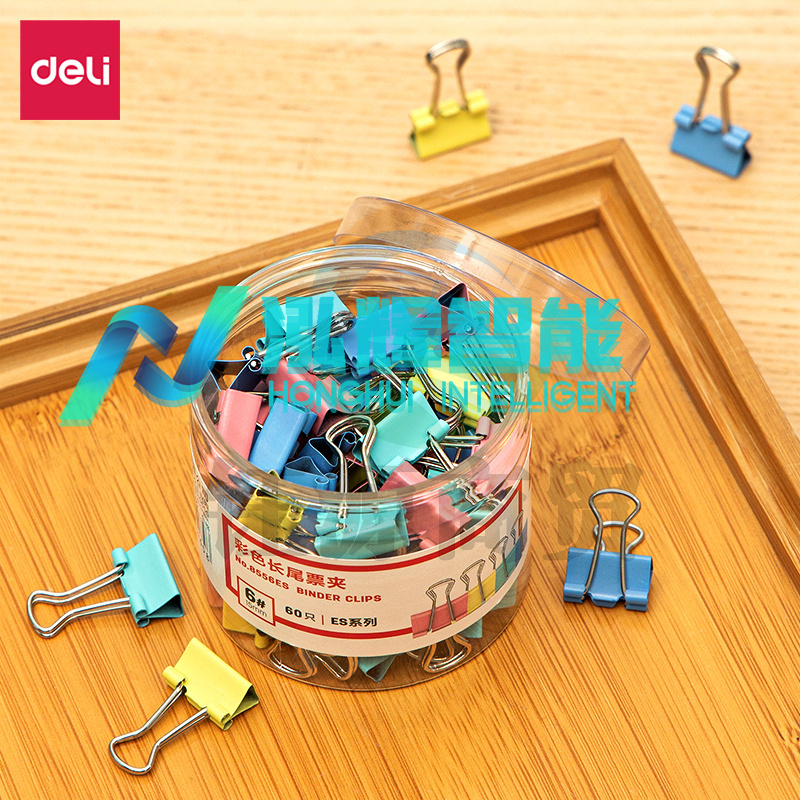 得力 8556ES 彩色长尾夹 15mm 60只/筒 (单位：筒) 彩色WLSZ01052224462725