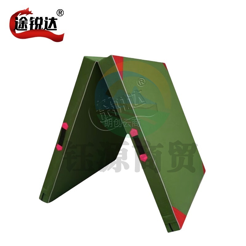 途锐达 体操垫 军绿色 珍珠棉有机硅防水帆布 二折体操垫120*60*5cm