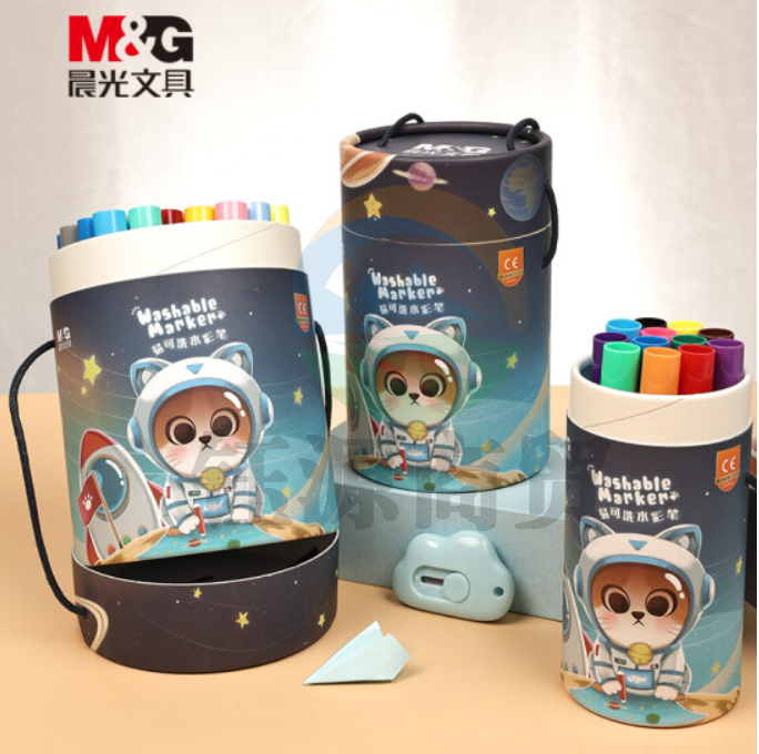 晨光文具36色圆形粗杆水彩笔 幼儿园可水洗水彩笔 儿童绘画涂鸦 美术课必备ACP901M6开学礼物  WLSZ01312212494952