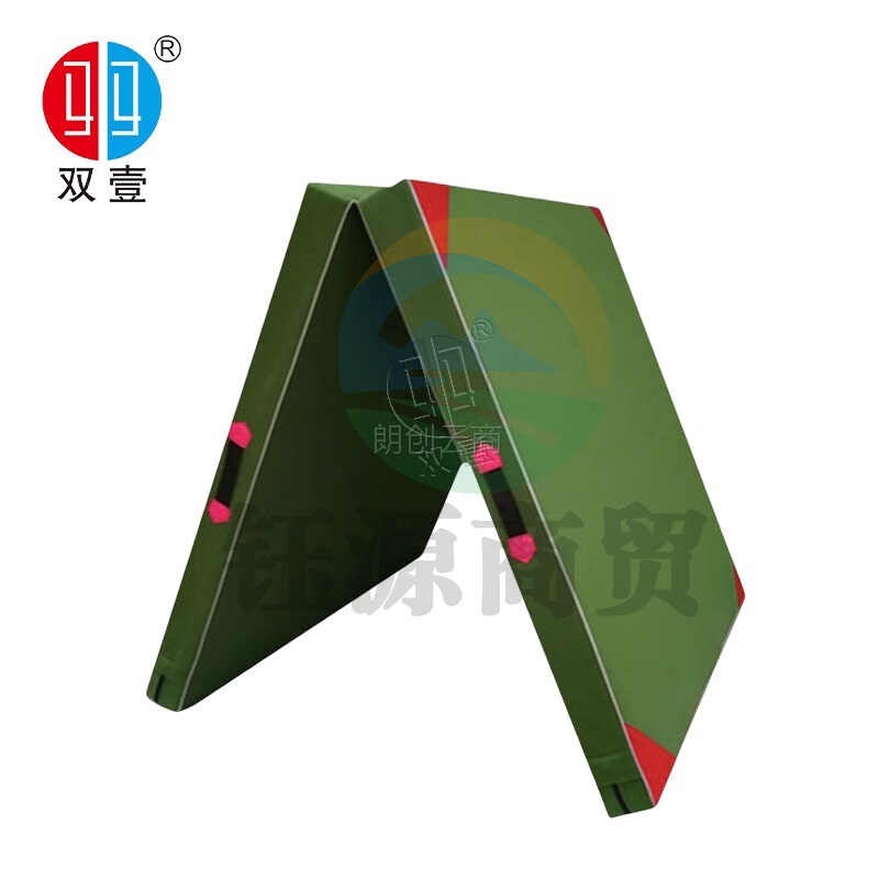 双壹 体操垫仰卧起坐垫叠军绿色保护垫 2*1*0.1m 高密度海绵+有机硅防水帆布 二折体操垫200*100*10cm