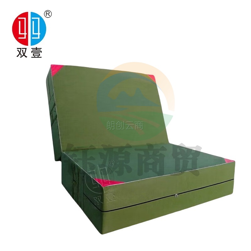 双壹 体操垫仰卧起坐垫叠军绿色保护垫 2*1.5*0.4m 高密度海绵 有机硅防水帆布 海绵密度35 二折200*150*40cm