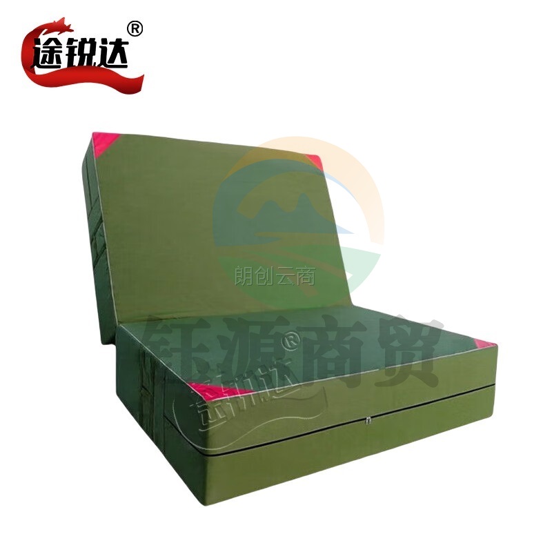 途锐达 体操垫 军绿色高密度海绵密度35有机硅防水帆布二折200*100*20cm