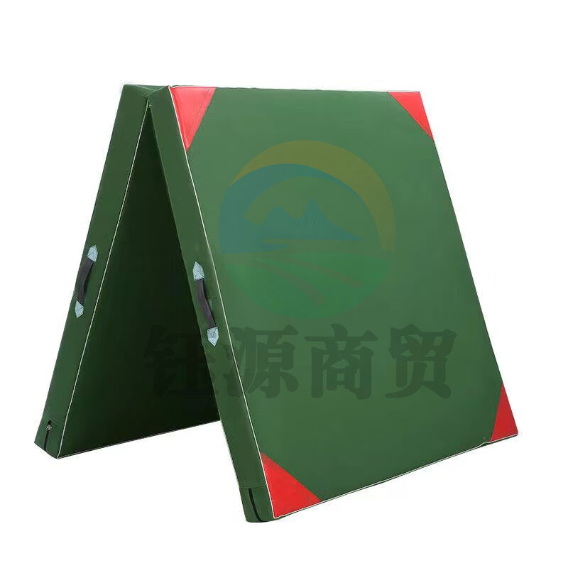体操垫 学生仰卧起坐垫子瑜伽防滑折叠舞蹈海绵垫武术学校空翻垫有机硅帆布 100x50x5cm 两折