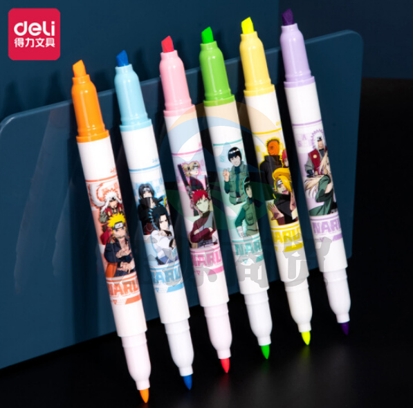 得力S154 火影忍者荧光笔(荧光色系)(混)(6支/袋)