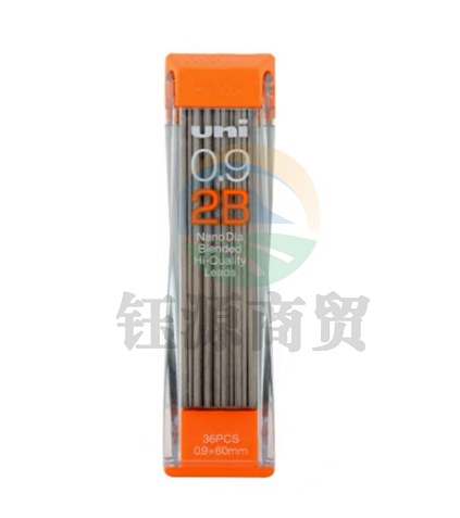 三菱(uni)202ND黑色纳米活动铅笔芯0.9mm 自动铅笔替芯多规格学生绘画笔记用不易断铅芯 2B 36根/管  WLSZ05241251479989