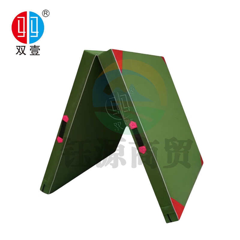 双壹 体操垫仰卧起坐垫叠军绿色保护垫 1.2*0.6*0.05m珍珠棉有机硅防水帆布 二折体操垫120*60*5cm