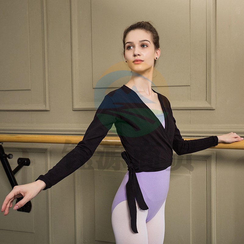 Sansha 法国三沙秋冬舞蹈练功服女体操保暖外套长袖上衣芭蕾服棉 D410C 黑色 XL