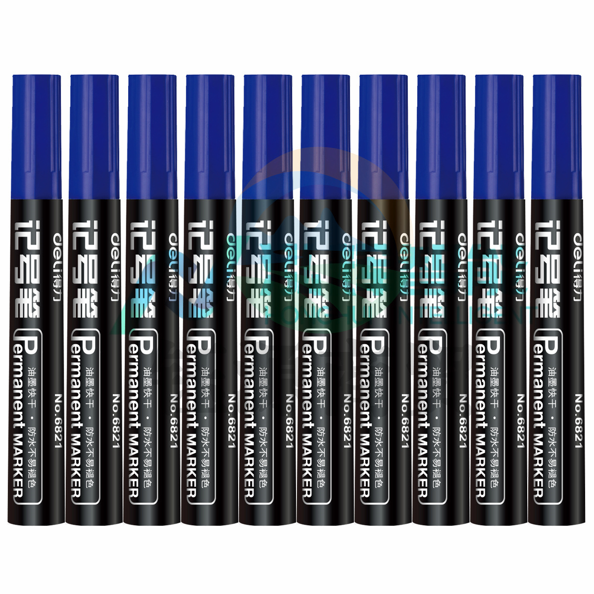 得力(deli) 6821油性粗头记号笔物流黑色大头笔 签名笔马克笔 10支/盒 (蓝色)        WLSZ01142213428165