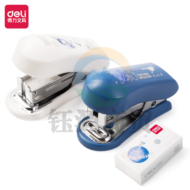 得力(deli)12号问苍穹迷你订书机套装(订书机+订书针) 航天元素 学生考试试卷装订 0259 颜色随机 1台    WLSZ01142021386539