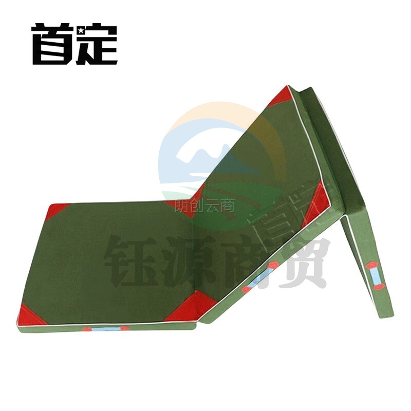 首定 体操垫 军绿色 珍珠棉有机硅防水帆布 三折体操垫180*60*5cm