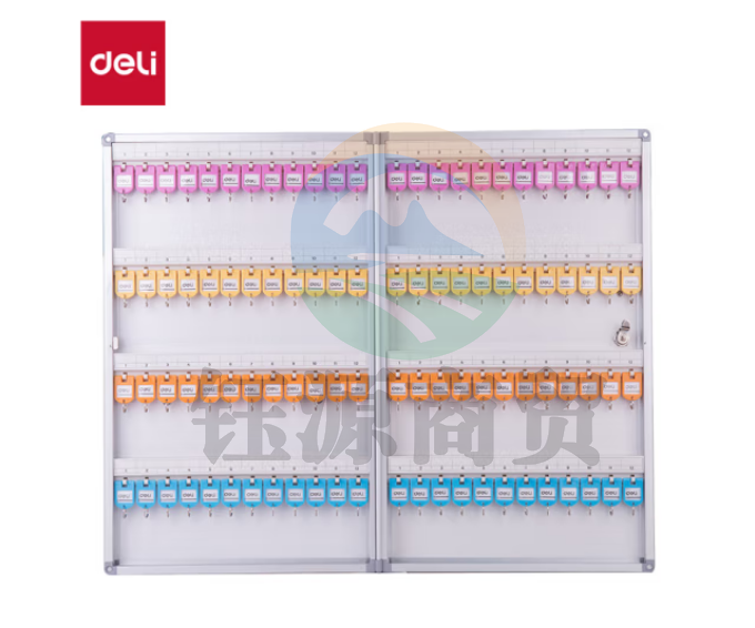 得力(deli)50802 96位铝合金钥匙管理箱 带锁壁挂含钥匙牌 银色