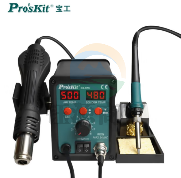宝工(Pro\'sKit)SS-979H恒温数显电烙铁热风枪二合一SMD柔风吹焊台烙铁组