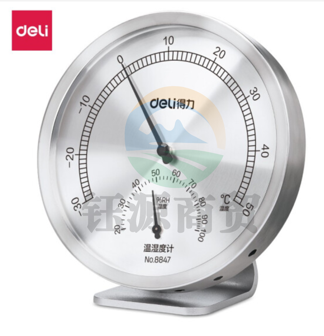 得力(deli) 8847 金属室内温湿度计 挂立两用免电池大表盘 WLSZ0801092440341