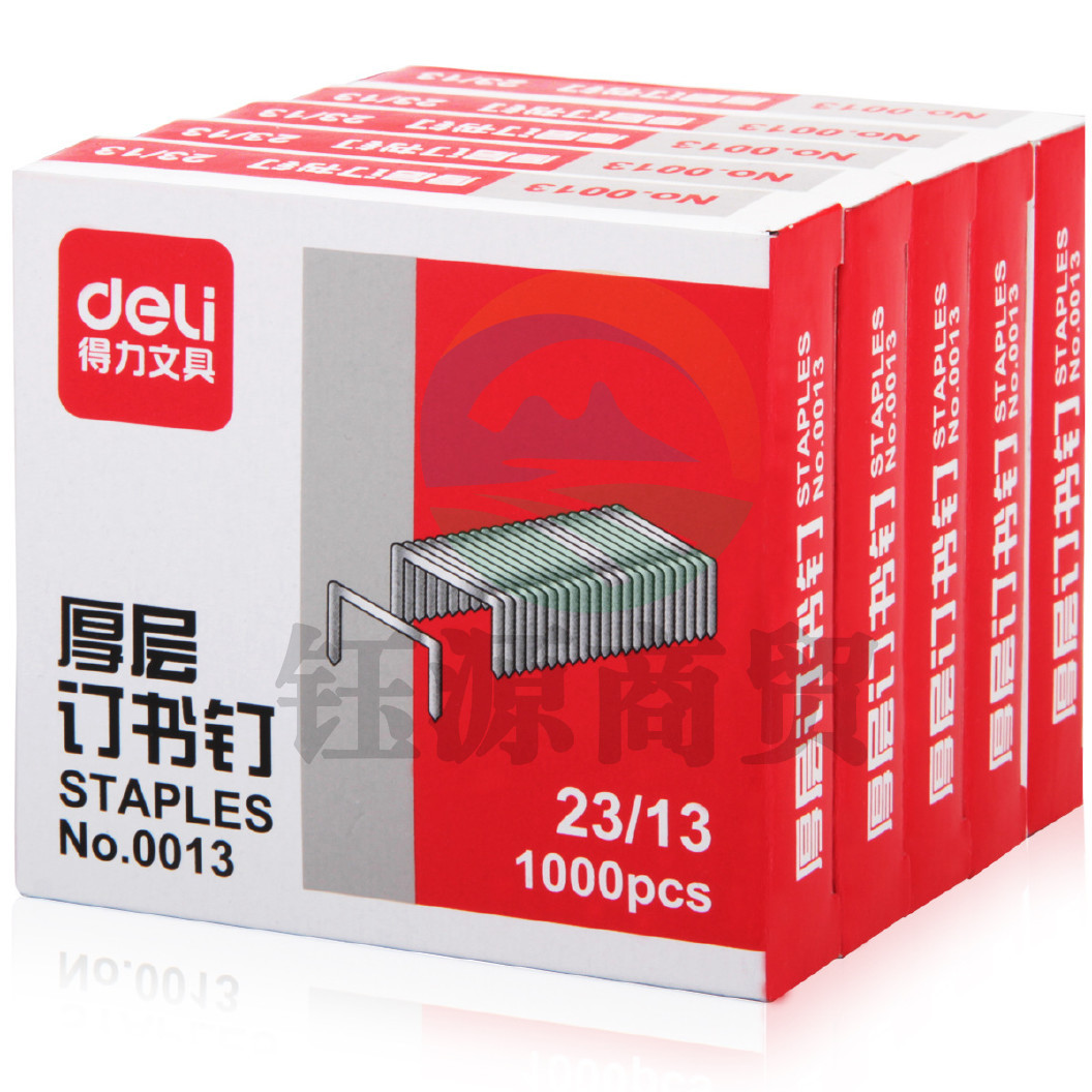得力 0013 厚层钉书钉23/13 1000枚/盒 5盒/包(单位：包)     WLSZ0107135326473