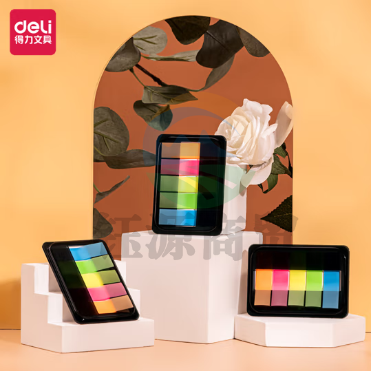 得力(deli) 9069 200张5色荧光膜指示标签贴 44*12mm抽取式索引贴(2个/包)    WLSZ06281231574700