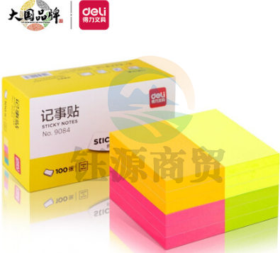 得力(deli)12本1200张荧光彩色便利贴 76*51mm便条纸/ 记事贴/ 自粘留言本 办公用品 9084     WLSZ01071341036057