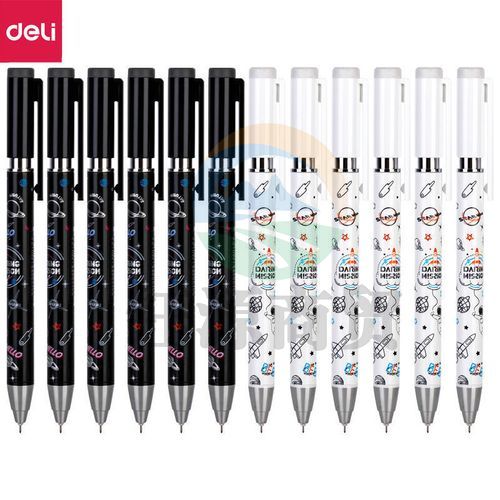 得力 A611 中国航天学生按动中性笔0.38mm全针管(黑)(12支)    WLSZ06281230394769