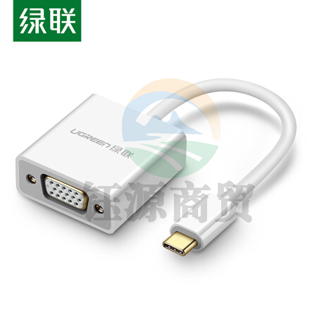绿联 CM140 Type-C转VGA转换器线扩展坞 USB-C转VGA高清转接头拓展坞 适用电脑接显示器手机投屏器 白 50511