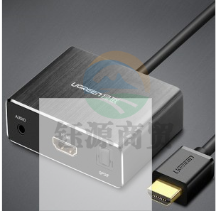绿联(UGREEN)HDMI音频分离器 4K高清3D视频分配器 音响5.1/7.1声道 连接音响电视3.5耳机转换器 黑色 40281