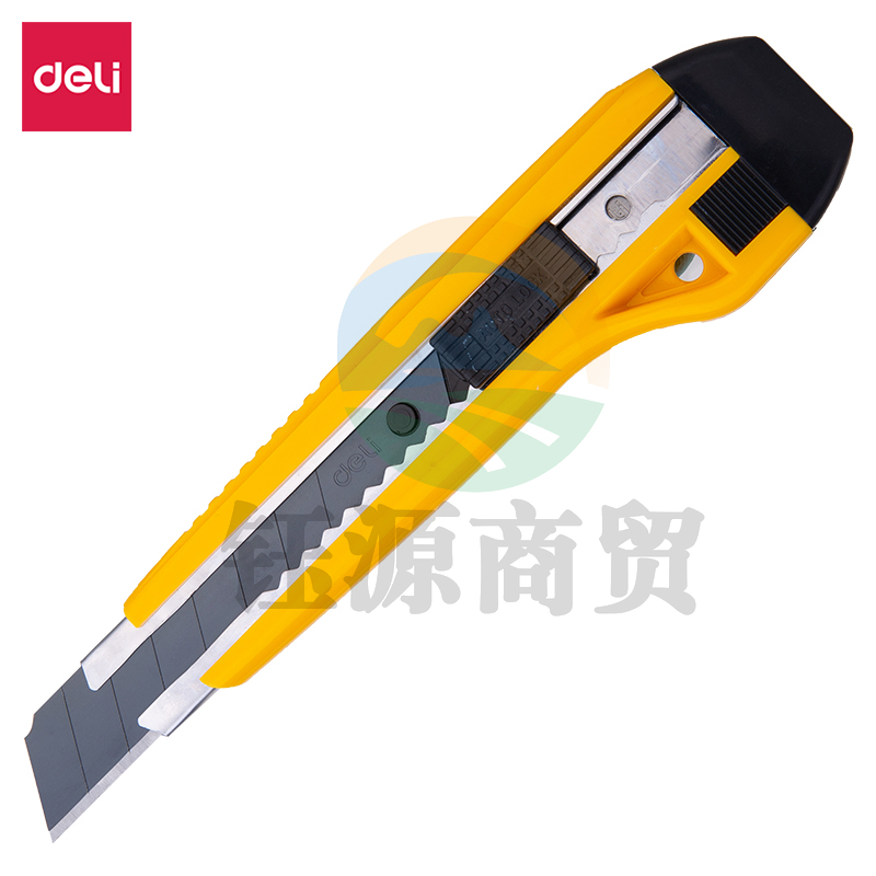 得力(deli) 2041 大号黑刃自锁美工刀/裁纸刀/壁纸刀 附备用刀片 锋利耐磨 黄色      WLSZ01071342105430