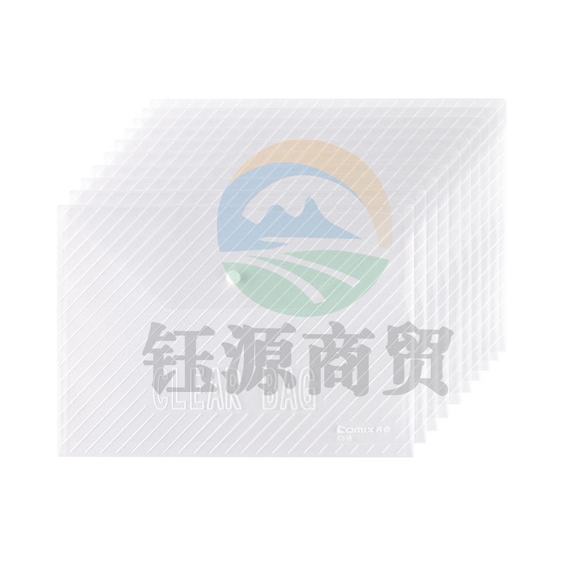 齐心 C318 巨划算经典条纹透明按扣袋 A4 20个/套  WLSZ01312246422310