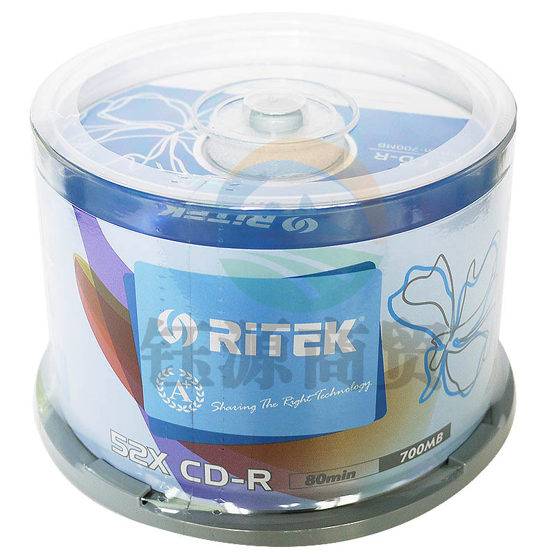 铼德RITEK CD刻录盘 车载无损 CD-R 700MB 空白光盘 50片 碟片 铼德五彩50片桶装
