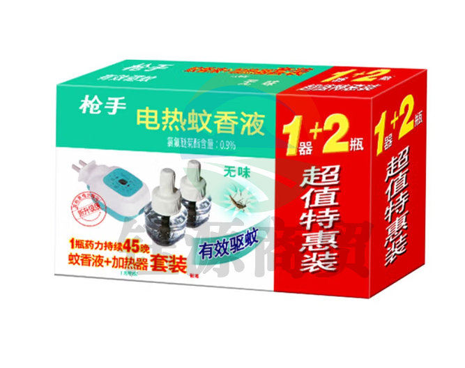 枪手 电热蚊香液1器+2液 驱蚊液