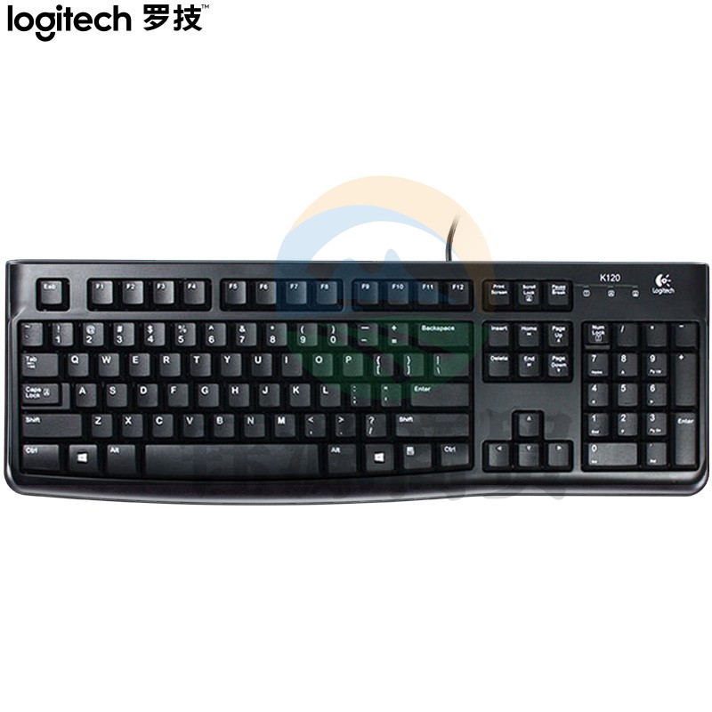 罗技(Logitech) K120 键盘 有线键盘 办公键盘 全尺寸 黑色U口     WLSZ0710215332293