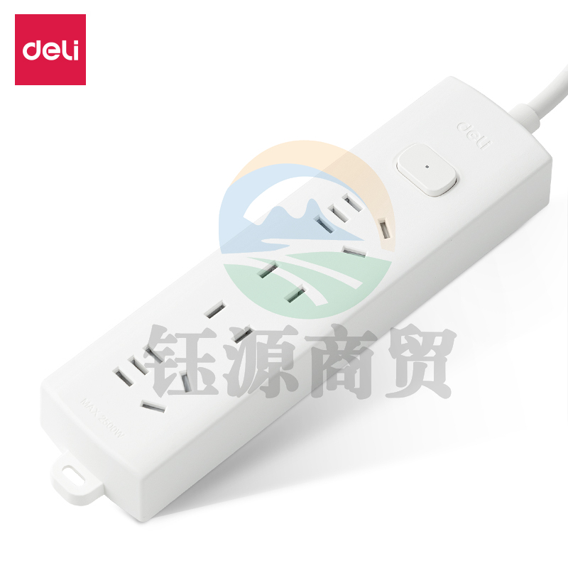 得力(deli) 插座插排插板电源插线板 莹白系列延长线插座 2+2 1.8米 LX111(1.8)     WLSZ07021044368273