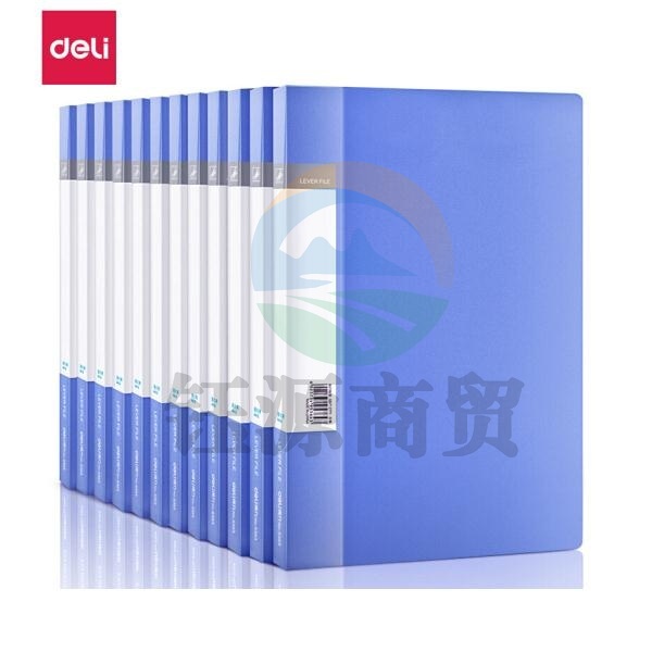 得力(deli) 5363 A4单强力夹+插袋文件夹 蓝色(12个/箱)    WLSZ01072136426964