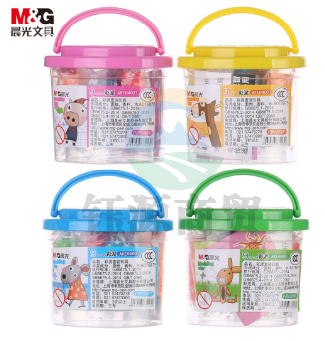 晨光文具9色桶装彩泥 可爱卡通 儿童手工DIY玩具 橡皮泥套装 包装颜色随机 AKE04001