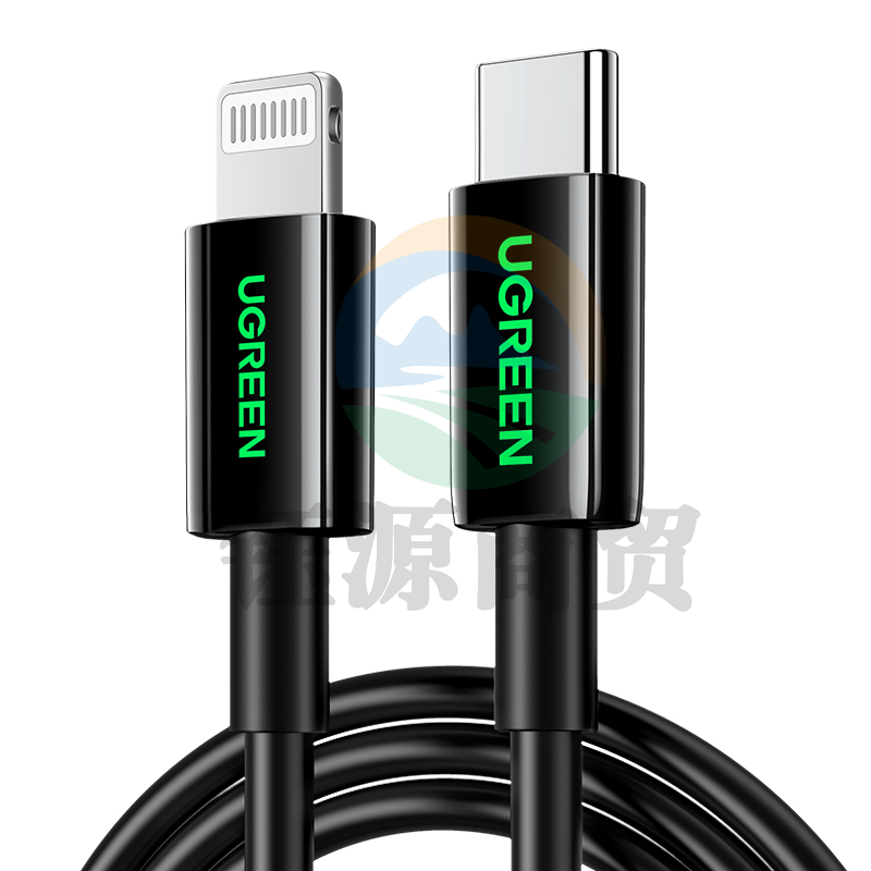 Type-C转Lightning数据线(渠道款) 黑色 MFi认证 镀锡铜线芯 TPE外披 线径：3.3MM 3A(Max) 彩盒包装