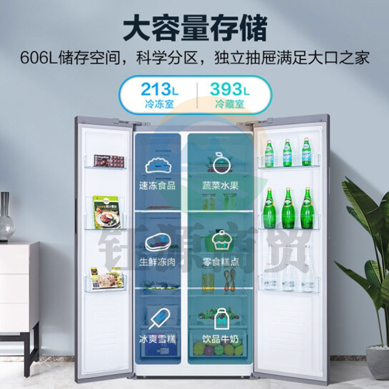 美的(Midea)BCD-606WKPZM(E) 606升变频一级能效对开双门家用冰箱智能家电风冷无霜 大容量精细分储