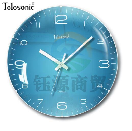 天王星 挂钟 钟表石英钟薄边挂表拱形镜面北欧风格 Q0733-2浅蓝