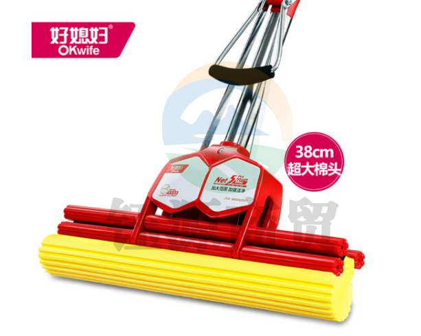 好媳妇AGW-4842免手洗干湿两用挤水胶棉拖把 双排杆 共1个棉头