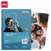 得力11841高光RC相片纸-4R-260g/㎡(6白)152*102mm(50张/盒)