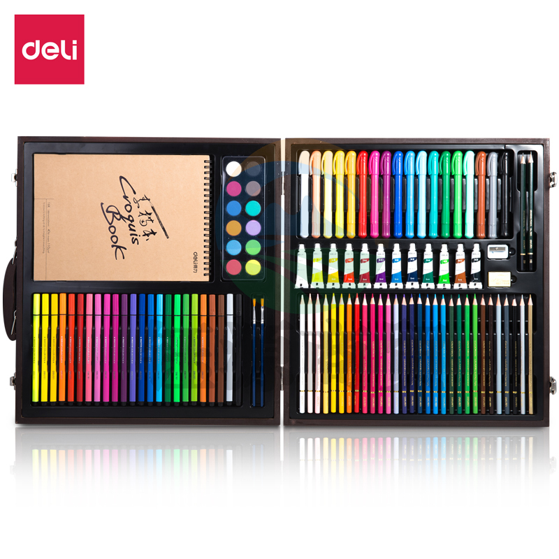 得力75403_绘画套装木盒款(红色)