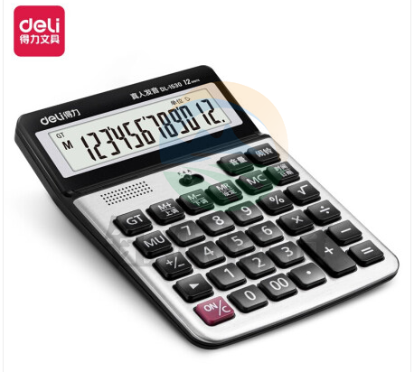 得力(deli)大屏幕12位数语音计算器计算机 办公用品 银灰色1530     WLSZ01020948536718