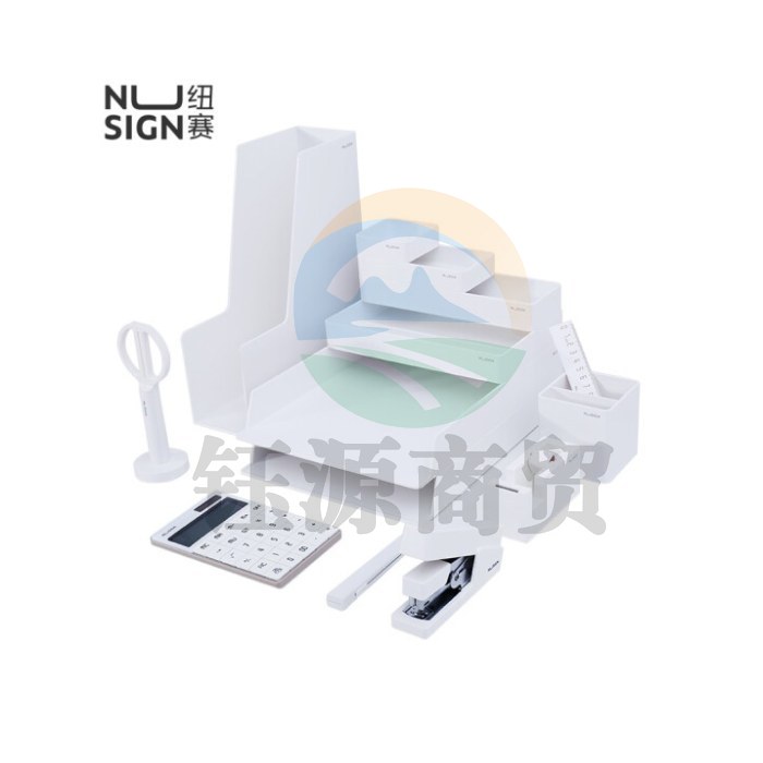 纽赛(NUSIGN)桌面文具14件套 高档文具礼盒套装NS003 净白