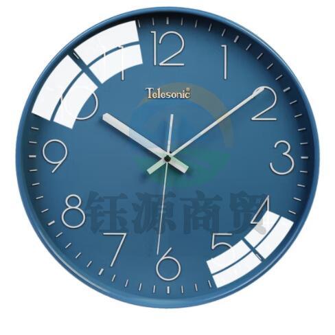 天王星 挂钟 3D立体时钟卧室石英钟圆形挂表Q8723-4蓝色
