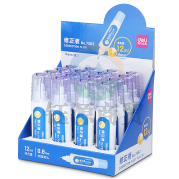 得力(deli)7382 笔形12ml环保修正液学生涂改液 改正液 不锈钢笔头修正笔