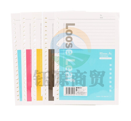 晨光 M＆G 活页芯 APY9B045 A5 20孔 （红色、蓝色、绿色、灰色） 80页/本 30本/封 （颜色随机）