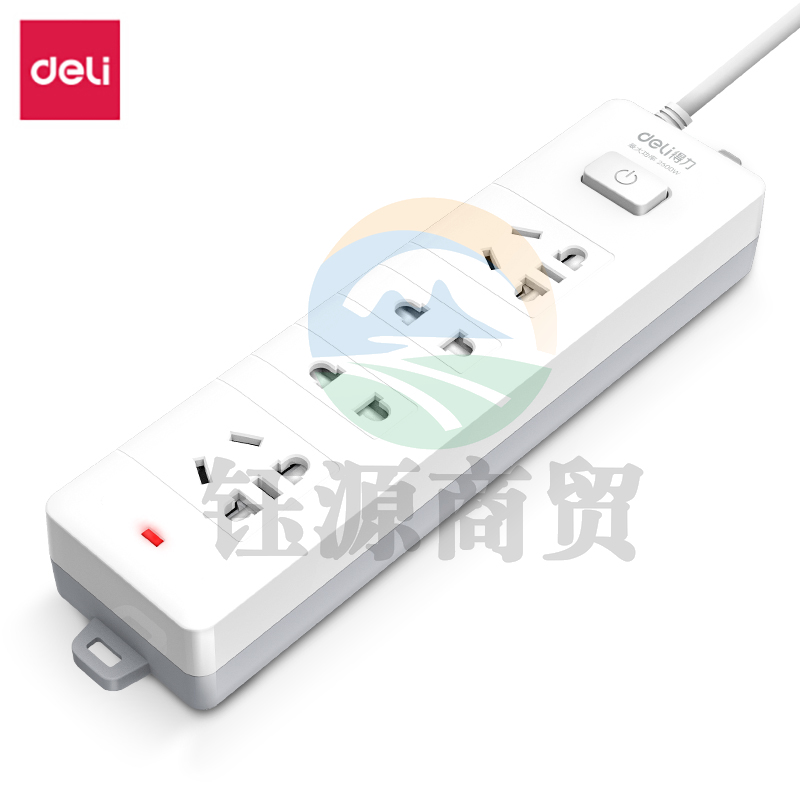 得力(deli)18251插座_2+2_2米_PVC袋装(白)(只)