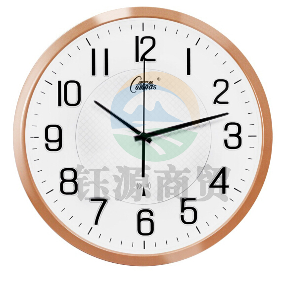 康巴丝 C6891 挂钟 13.6英寸 智能自动对时电波钟表 闪金