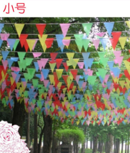 小号彩旗串旗三角旗 一包50米100面旗子 旗子大小14*18cm
