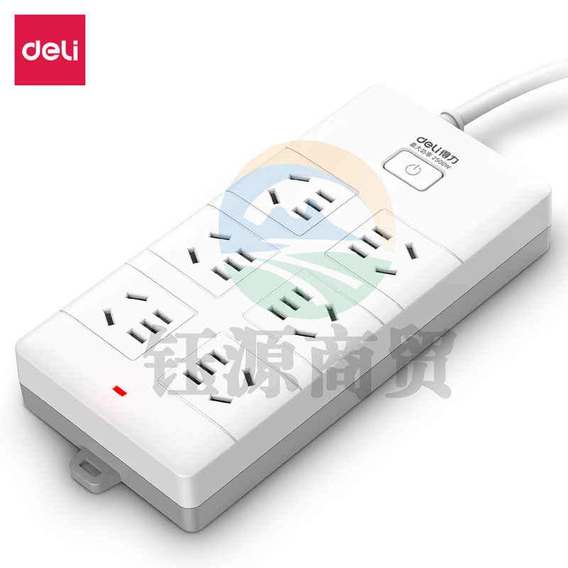 得力18168-10插座_6组_10米_PVC袋装(白)(只)