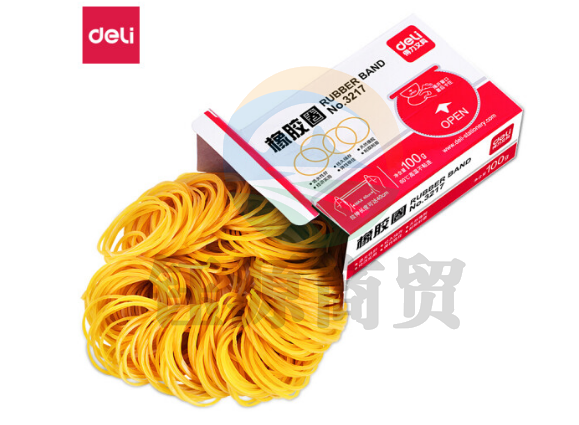 得力（deli）3217橡皮筋乳胶圈黄 100g/盒
